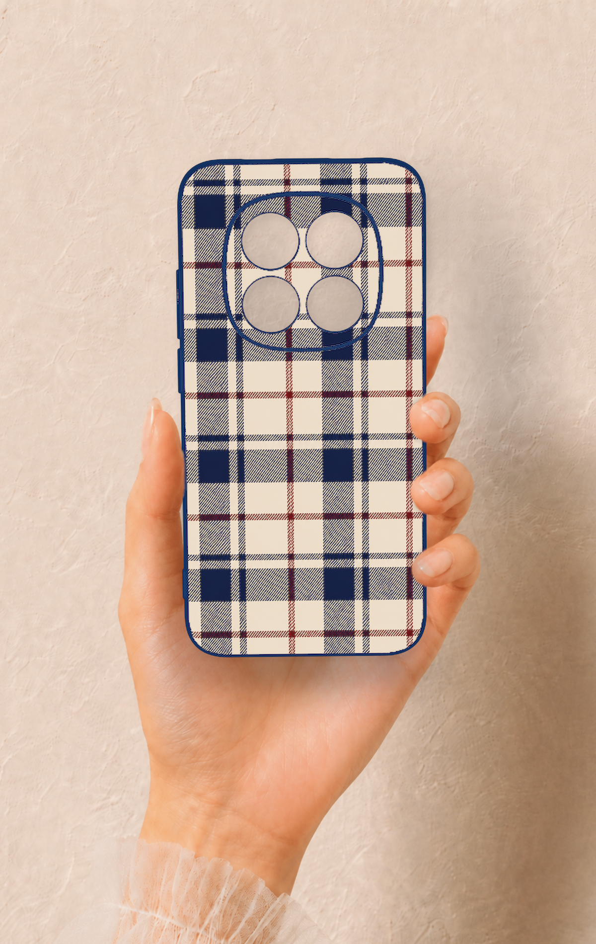 Redmi Note 15 Pro 5G Uyumlu Mavi Bordo Çizgili Ekose Desenli Silikon Kılıf