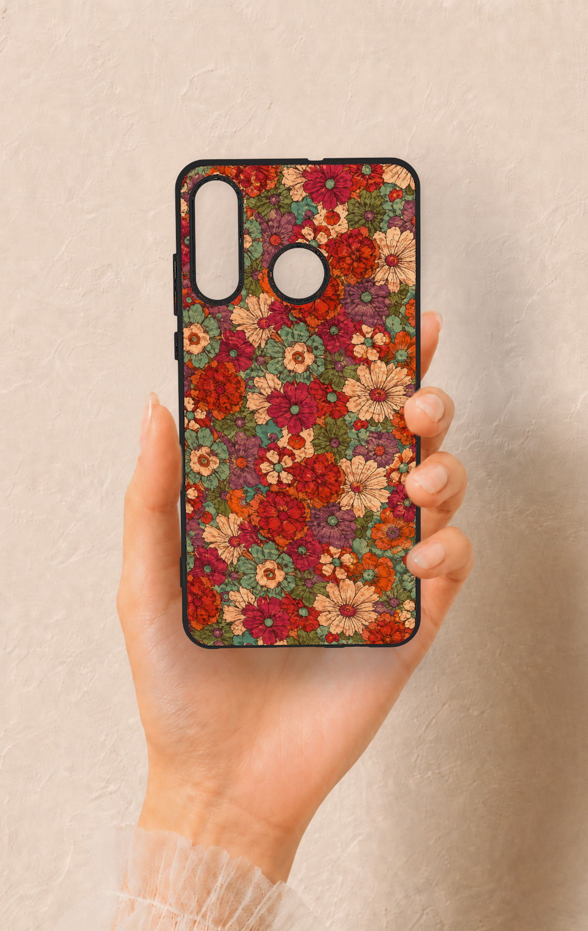 Huawei P30 Lite Uyumlu Pastel Çiçek Bahçesi Desenli Silikon Kılıf