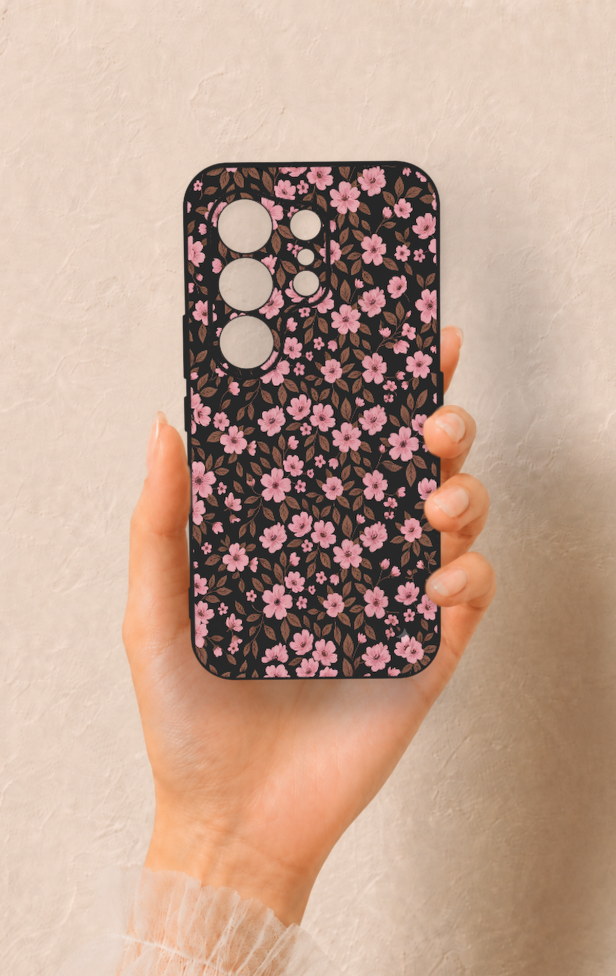 Tecno Camon 50 Uyumlu Mini Pembe Çiçek Desenli Silikon Kılıf