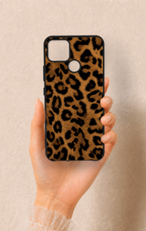 Realme C25 Uyumlu Koyu Leopar Deri Desenli Silikon Kılıf