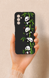 Samsung M13 Uyumlu Sevimli Panda Bambu Desenli Silikon Kılıf