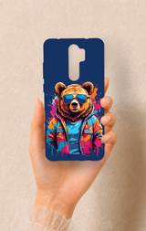 Redmi Note 8 Pro Uyumlu Gözlüklü Ayı Desenli Silikon Kılıf