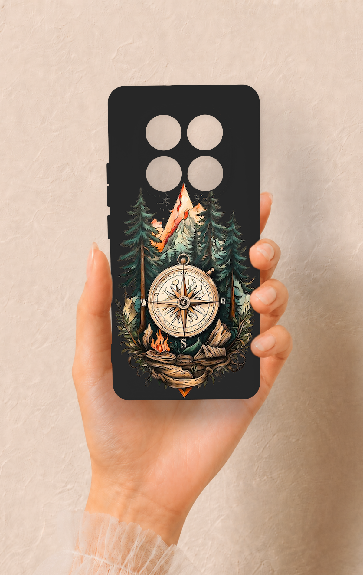 Redmi Note 14 Pro 5G Uyumlu Pusula Orman Desenli Silikon Kılıf