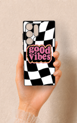 Samsung S23 Ultra Uyumlu Black Good Vibes Desenli Silikon Kılıf