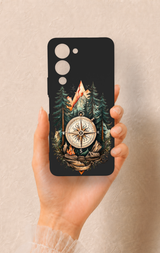 Vivo Y19 5G Uyumlu Pusula Orman Desenli Silikon Kılıf