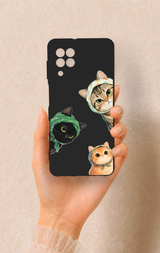 Samsung A22 Uyumlu Kedi Ekibi Desenli Silikon Kılıf