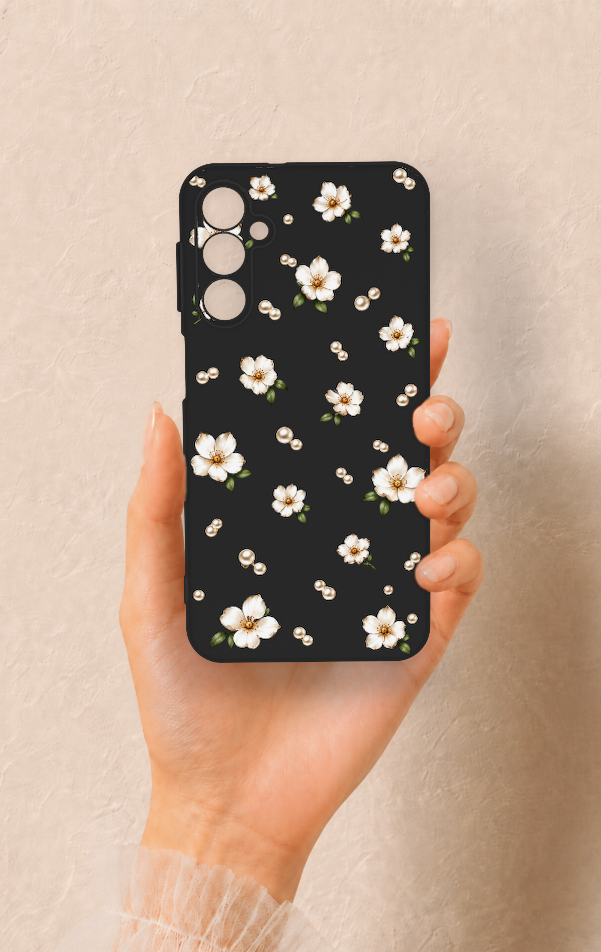 Samsung A24 Uyumlu İnci Papatya Desenli Silikon Kılıf