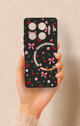 İnfinix Gt 20 Pro Uyumlu Papatya Kiraz Fiyonk Desenli Silikon Kılıf