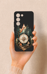 Vivo V30 Lite Uyumlu Pusula Orman Desenli Silikon Kılıf