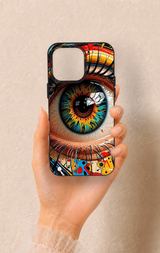 iPhone 15 Pro Max Uyumlu Renkli Göz Bebeği Desenli Silikon Kılıf