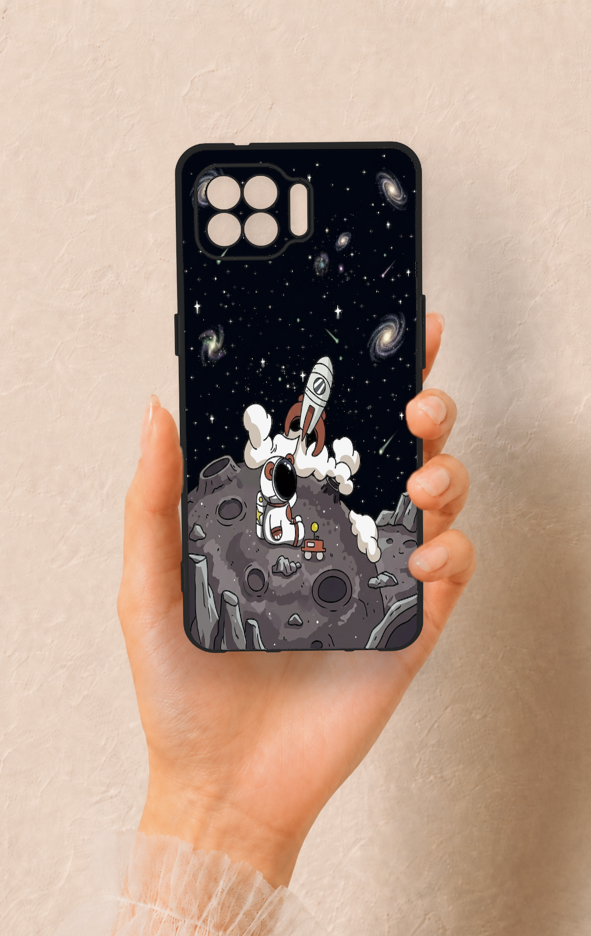 Oppo Reno 4 Lite Uyumlu Uzay Astronot Desenli Silikon Kılıf