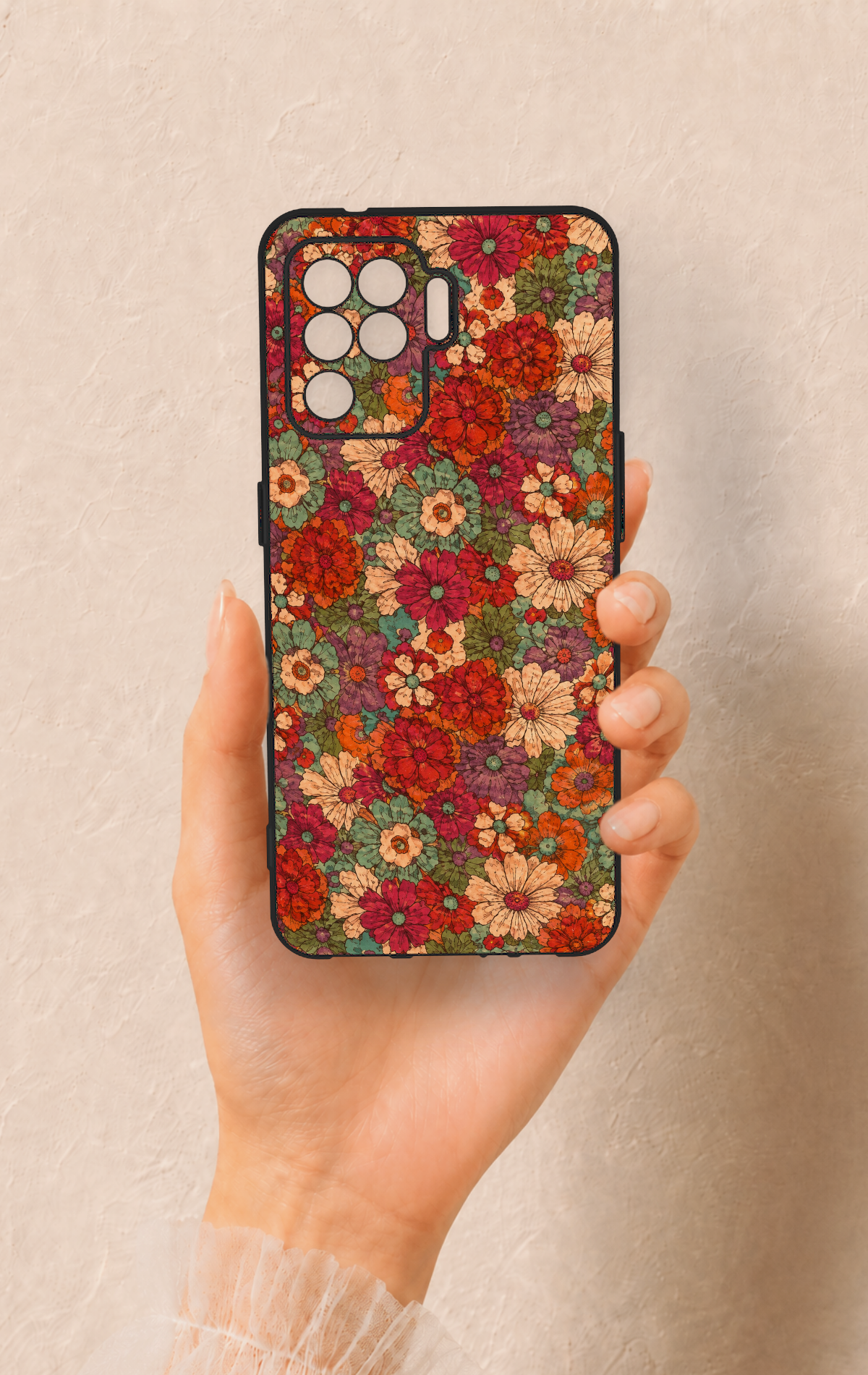Oppo Reno 5 Lite Uyumlu Pastel Çiçek Bahçesi Desenli Silikon Kılıf