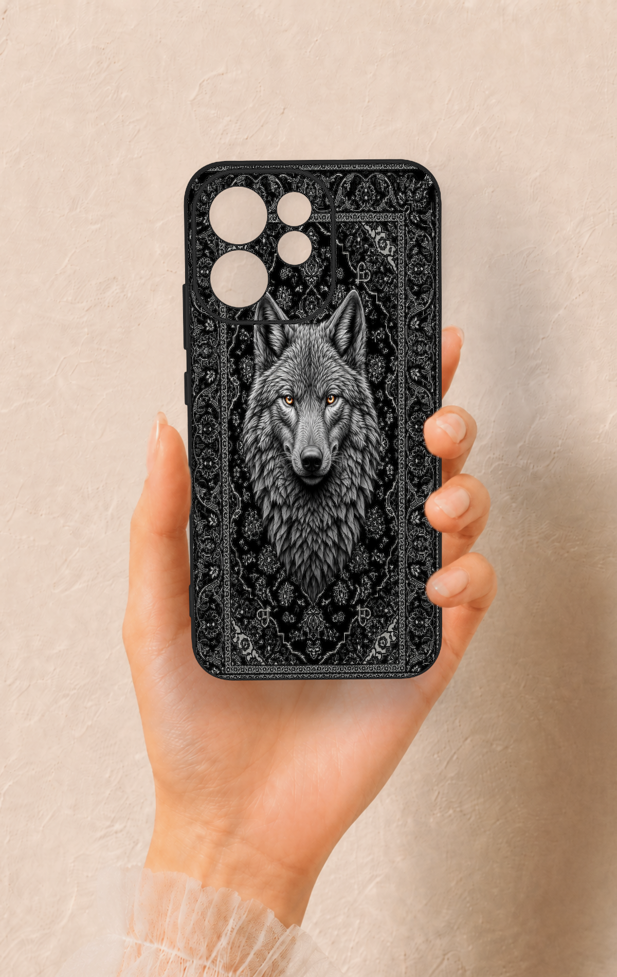 Oppo Reno 15F Uyumlu Etnik Kurt Desenli Silikon Kılıf