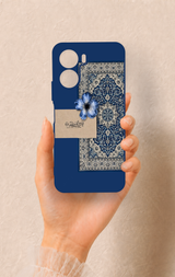 Vivo Y16 Uyumlu Mavi Etnik Halı Desenli Silikon Kılıf