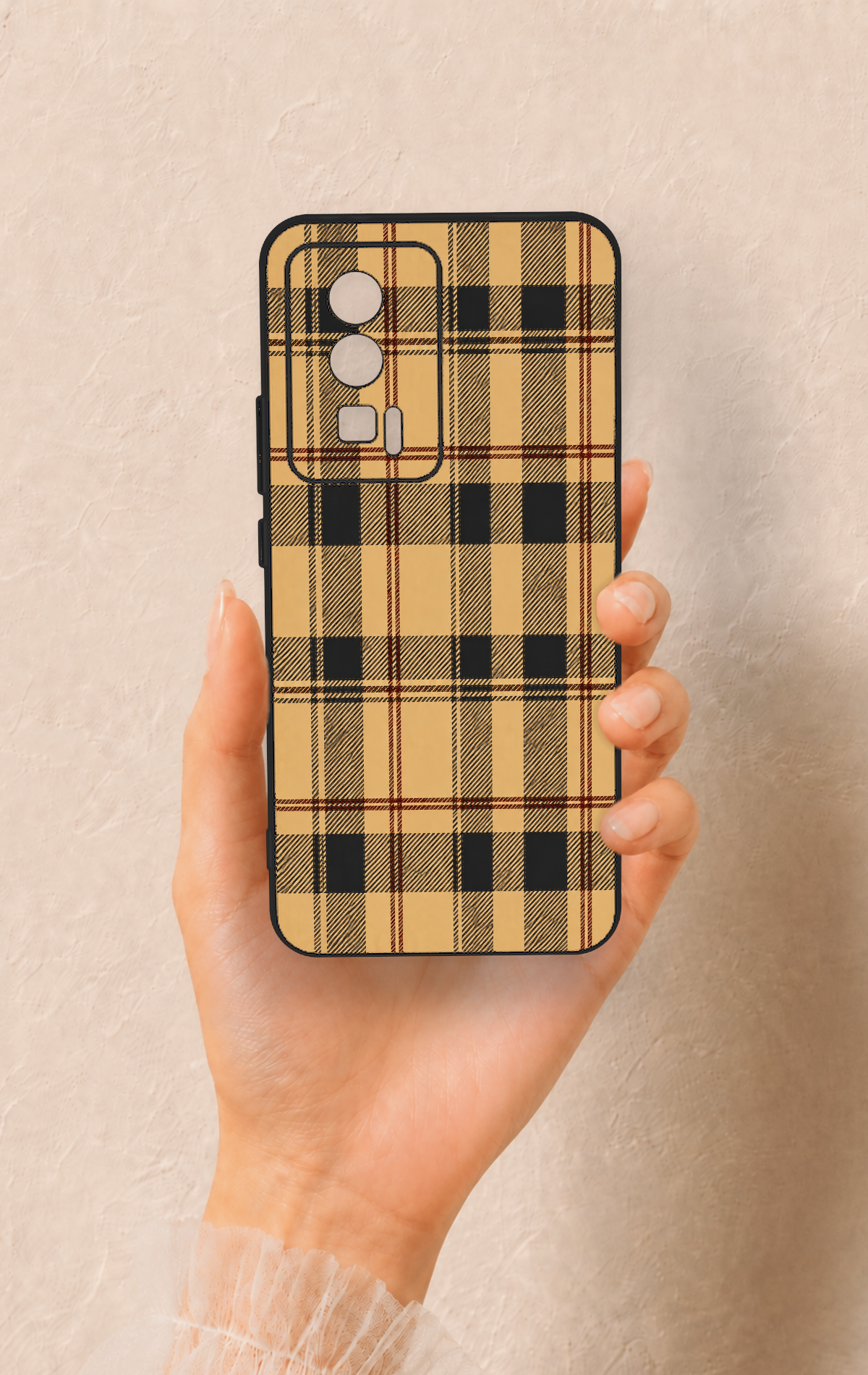 Poco F5 Pro Uyumlu Burberry Ekose Desenli Silikon Kılıf