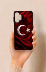 Samsung A32 Uyumlu Kurt Türk Bayrağı Desenli Silikon Kılıf