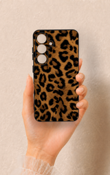 Samsung S25 Uyumlu Koyu Leopar Deri Desenli Silikon Kılıf