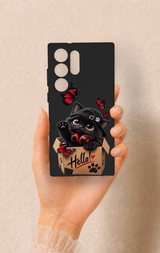 Samsung S23 Ultra Uyumlu Hello Cat Desenli Silikon Kılıf