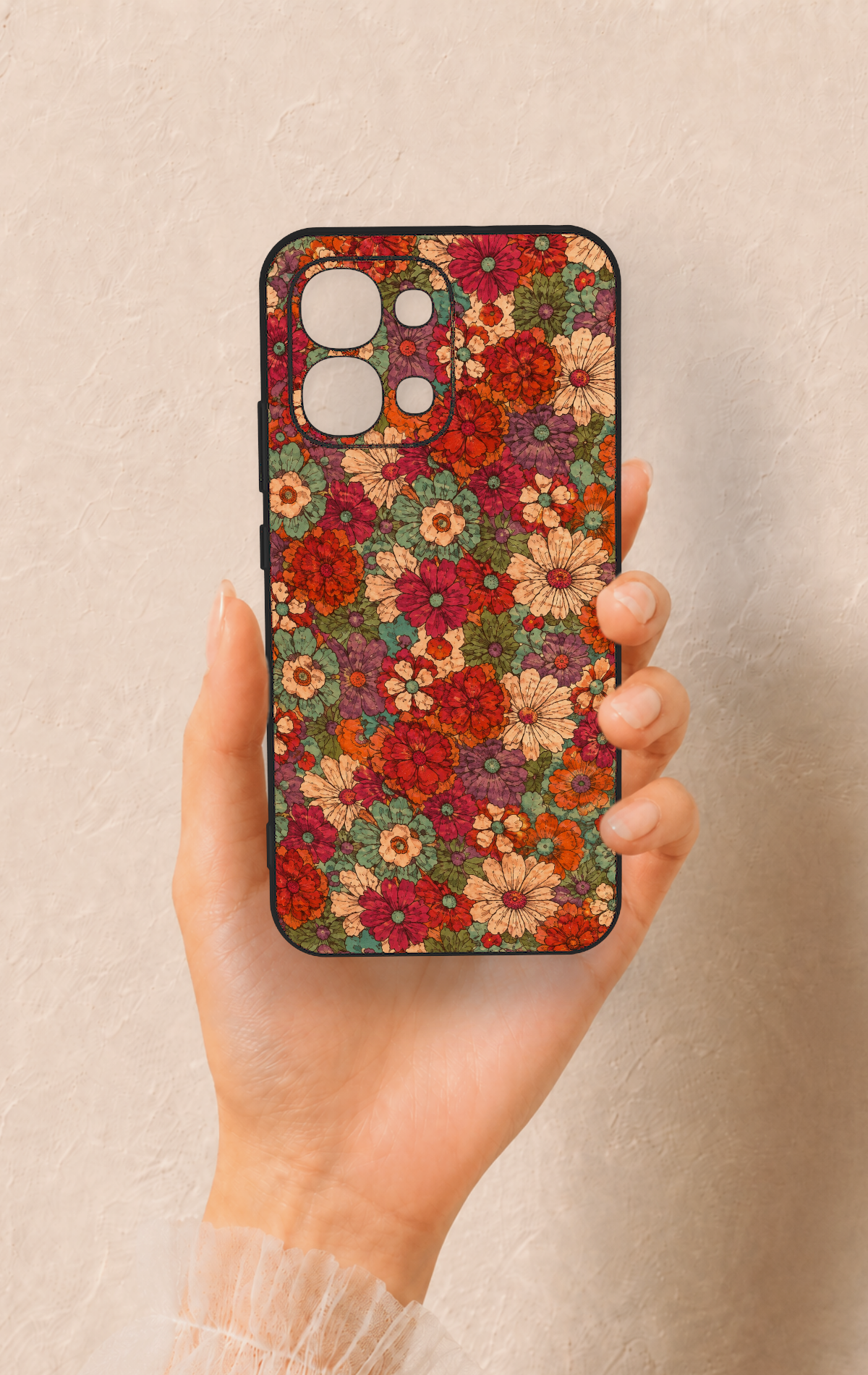 Oppo A6 Pro Uyumlu Pastel Çiçek Bahçesi Desenli Silikon Kılıf