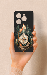 Tecno Spark 20 Pro Uyumlu Pusula Orman Desenli Silikon Kılıf
