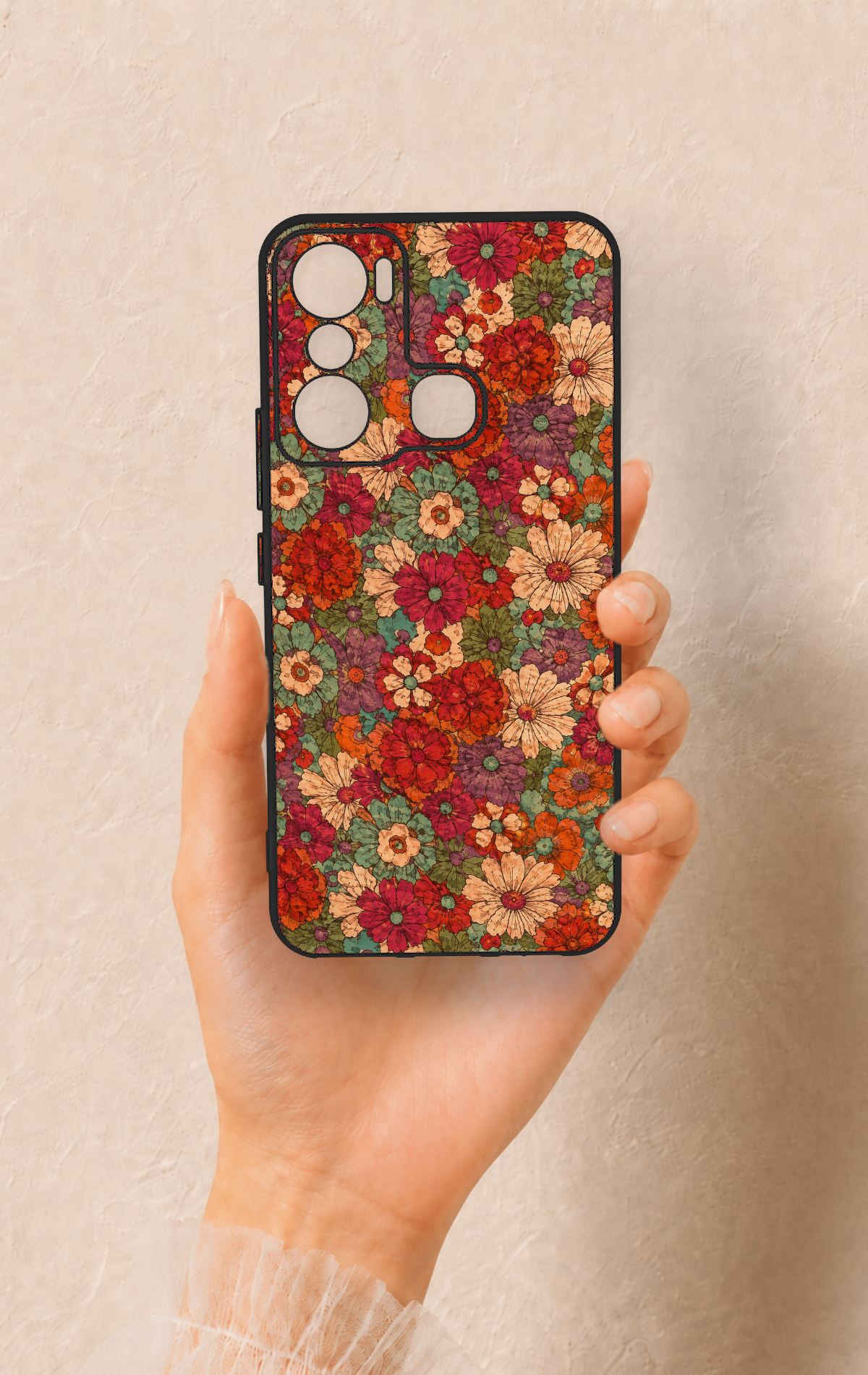 İnfinix Hot 20i Uyumlu Pastel Çiçek Bahçesi Desenli Silikon Kılıf