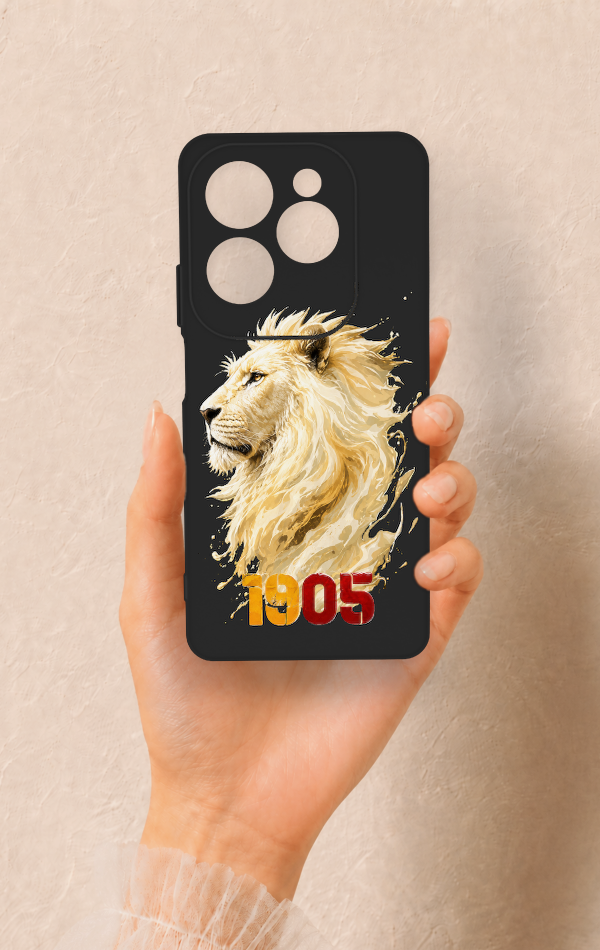 İnfinix Hot 40 Pro Uyumlu Sarı Kırmızı 1905 Aslan Desenli Silikon Kılıf