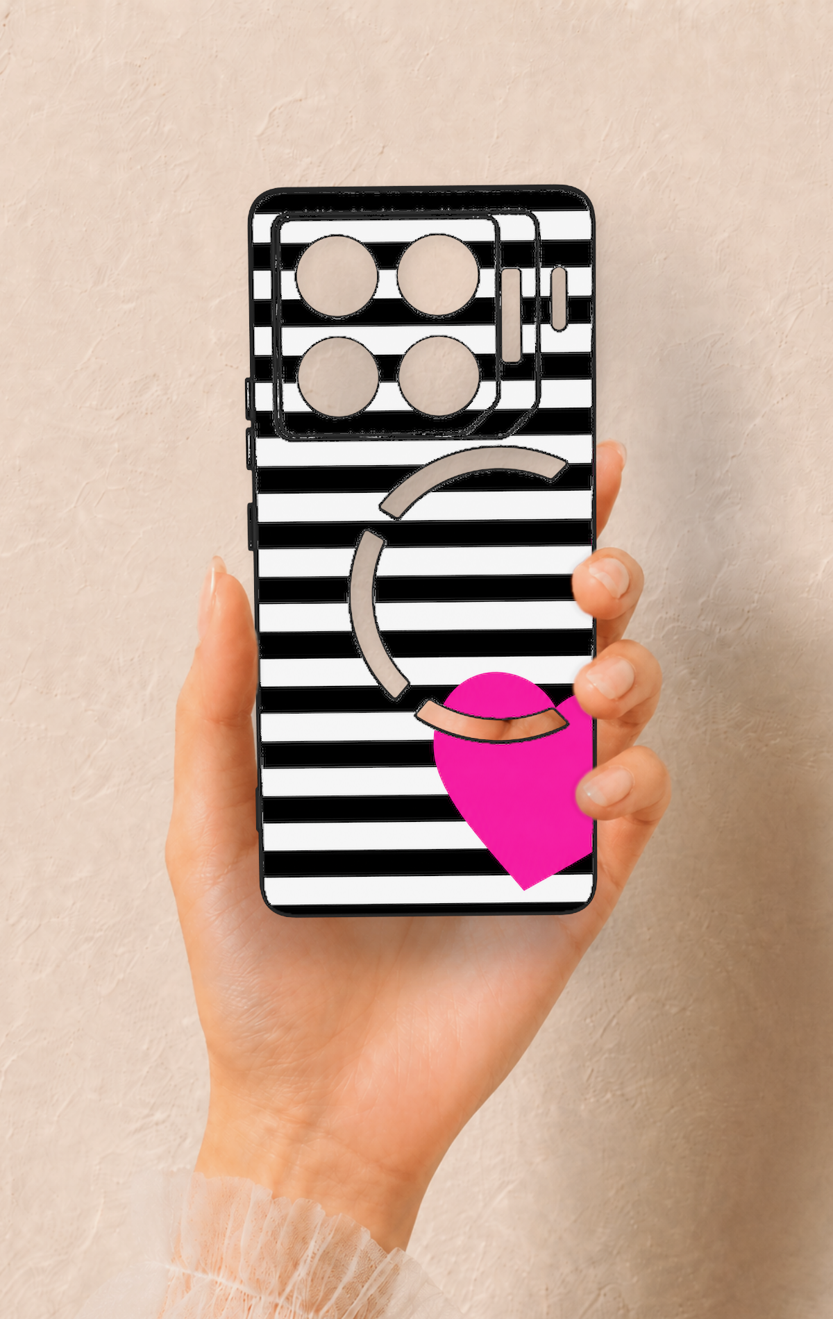 İnfinix Gt 20 Pro Uyumlu Çizgili Kalp Desenli Silikon Kılıf
