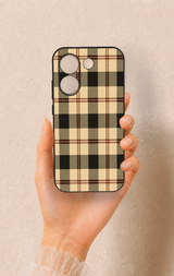 Poco X8 Pro Uyumlu Krem Ekose Desenli Silikon Kılıf