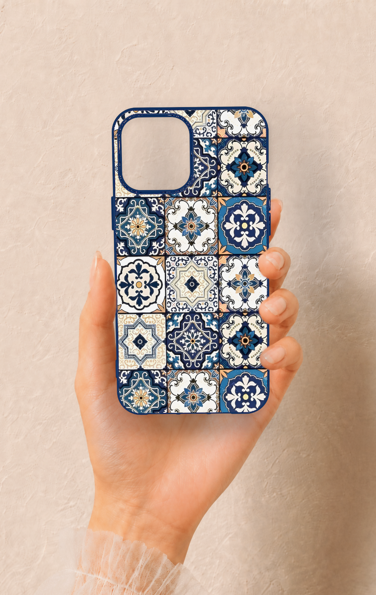 iPhone 12 Pro Max Uyumlu Mozaik Çini Desenli Silikon Kılıf