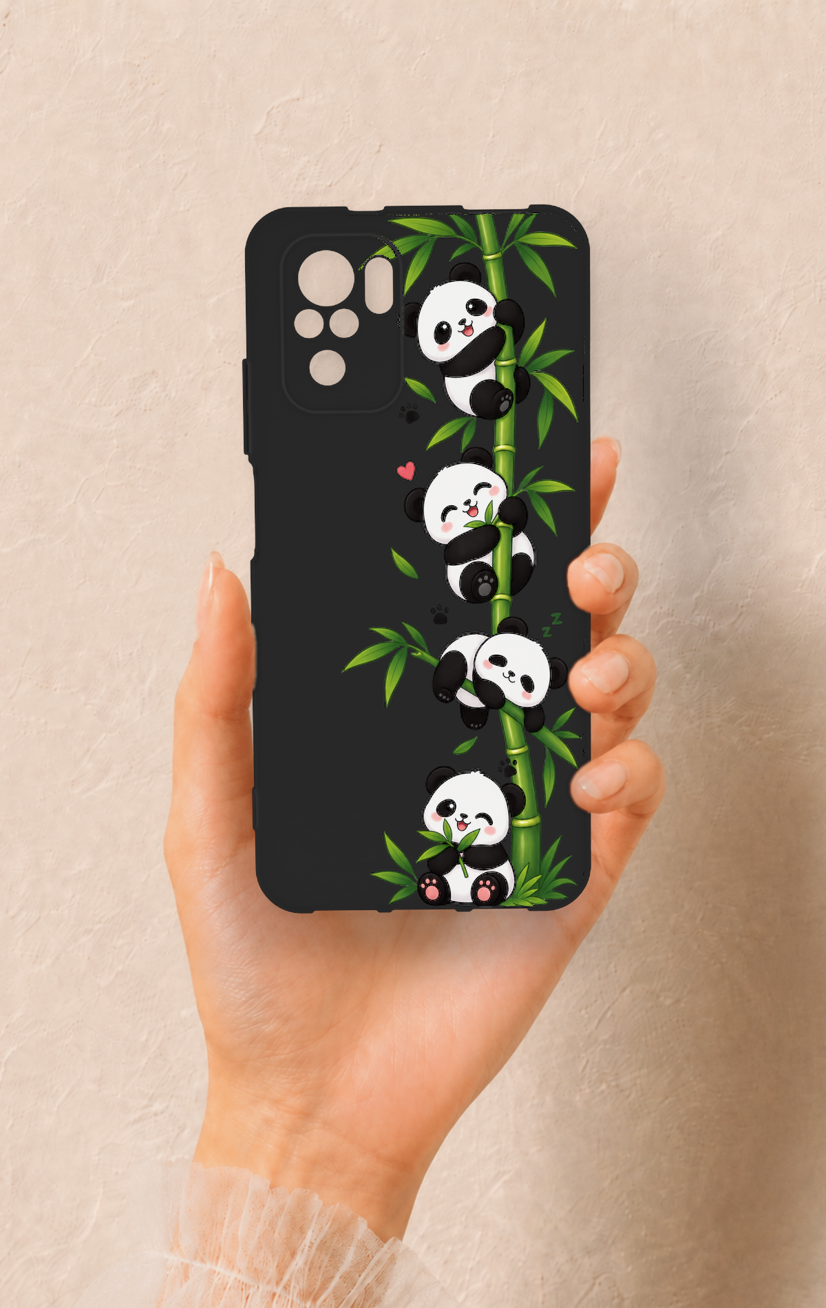 Redmi Note 10-10S Uyumlu Sevimli Panda Bambu Desenli Silikon Kılıf