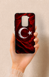 Redmi Note 9 Uyumlu Kurt Türk Bayrağı Desenli Silikon Kılıf