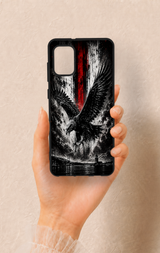 Samsung A31 Uyumlu Kara Kartal Desenli Silikon Kılıf