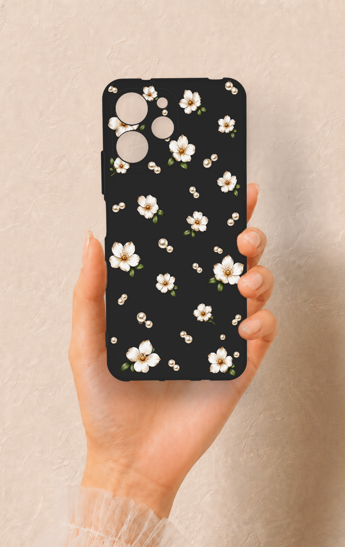 Redmi 12 Uyumlu İnci Papatya Desenli Silikon Kılıf