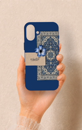 iPhone 16 Plus Uyumlu Mavi Etnik Halı Desenli Silikon Kılıf