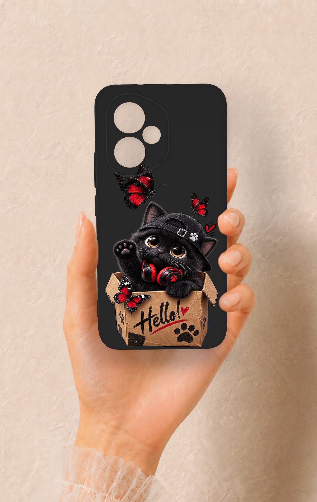 Honor 400 Uyumlu Hello Cat Desenli Silikon Kılıf
