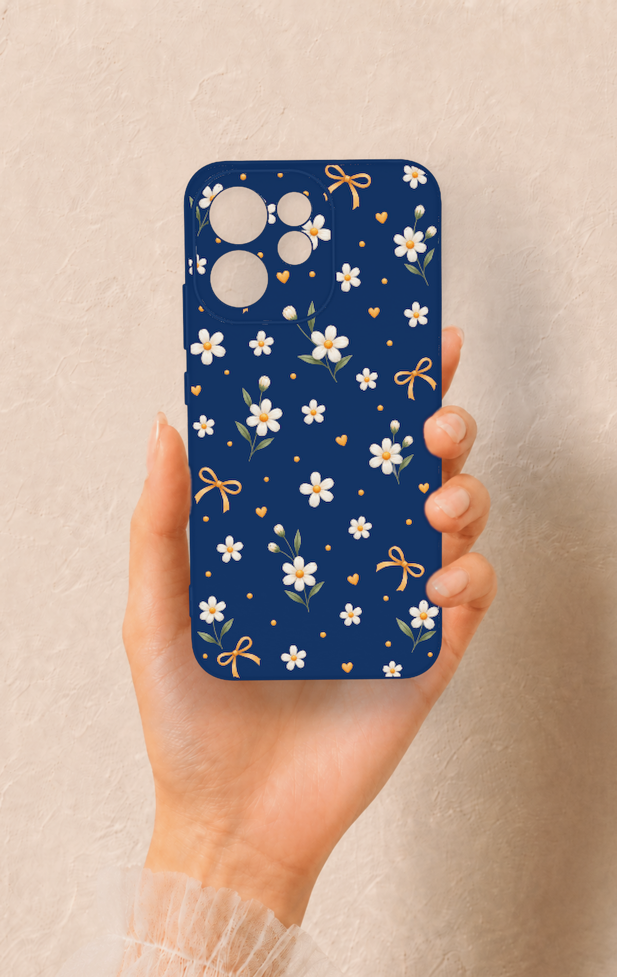 Oppo Reno 15F Uyumlu Papatya Fiyonk Desenli Silikon Kılıf