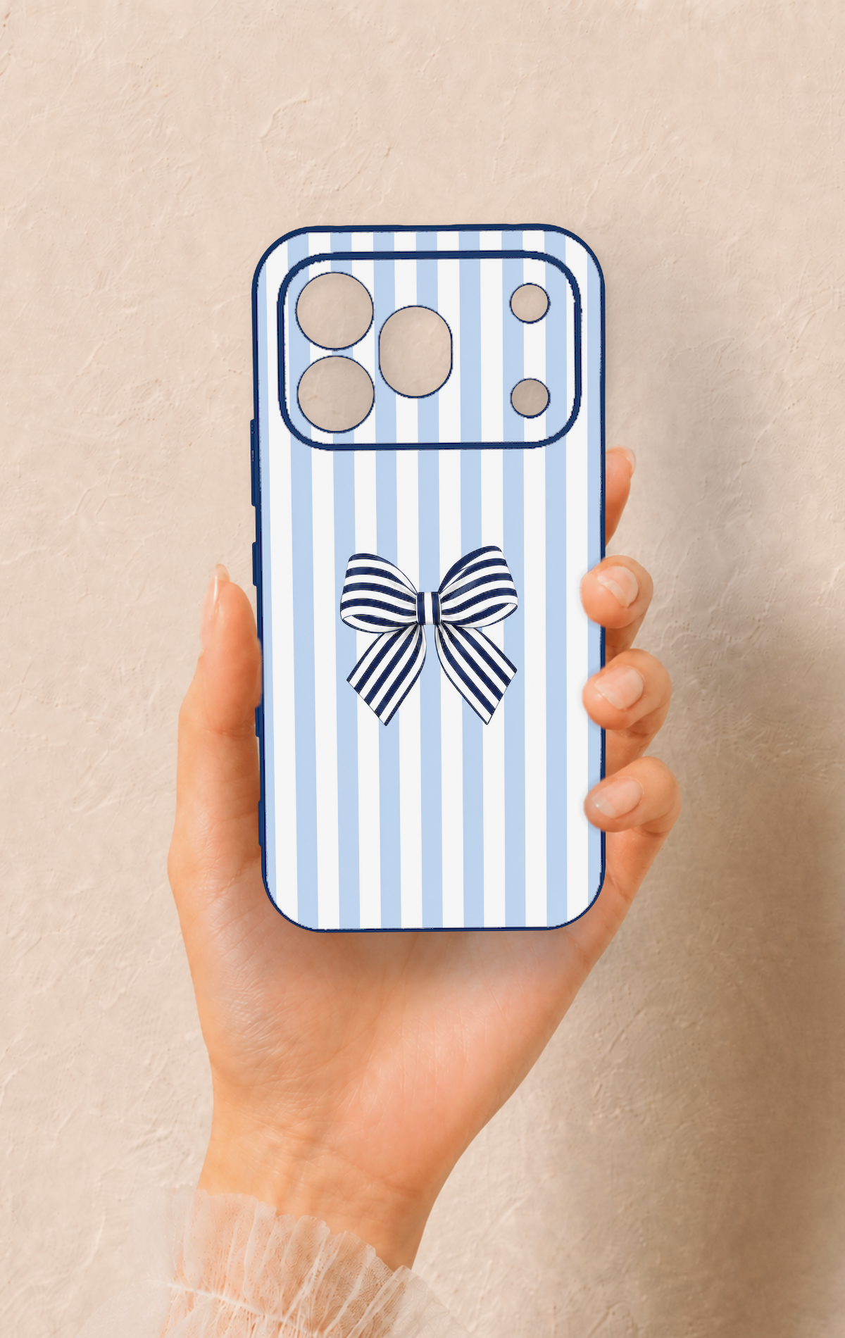 Honor 600 Pro Uyumlu Mavi Beyaz Kurdele Desenli Silikon Kılıf