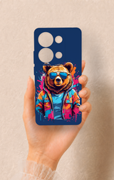 Redmi Note 13 Pro 4G Uyumlu Gözlüklü Ayı Desenli Silikon Kılıf