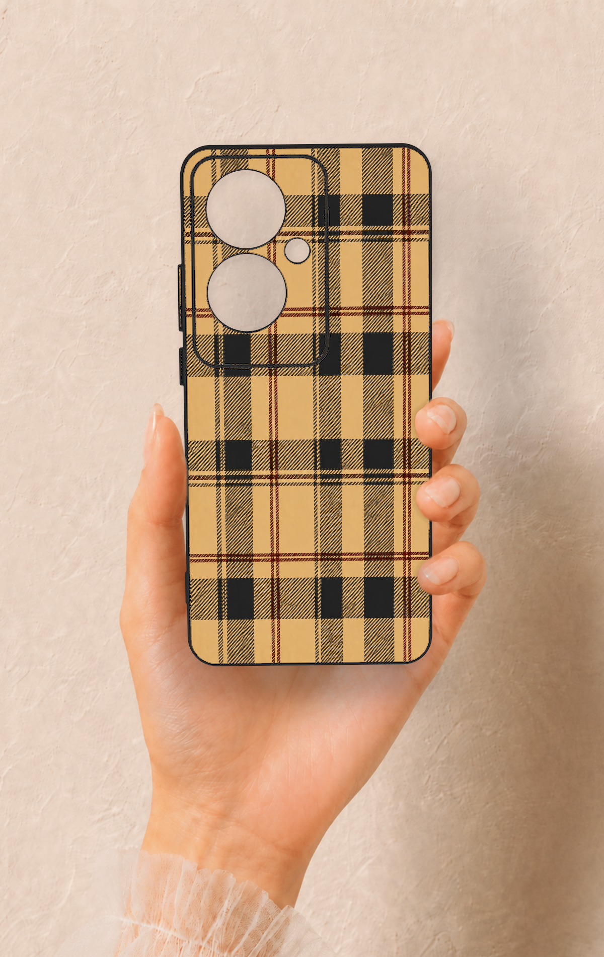 Oppo Reno 11F Uyumlu Burberry Ekose Desenli Silikon Kılıf