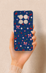 REDMİ NOTE 15 4G Uyumlu Çiçek Kiraz Fiyonk Desenli Silikon Kılıf