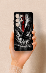 Samsung S25 Ultra Uyumlu Kara Kartal Desenli Silikon Kılıf