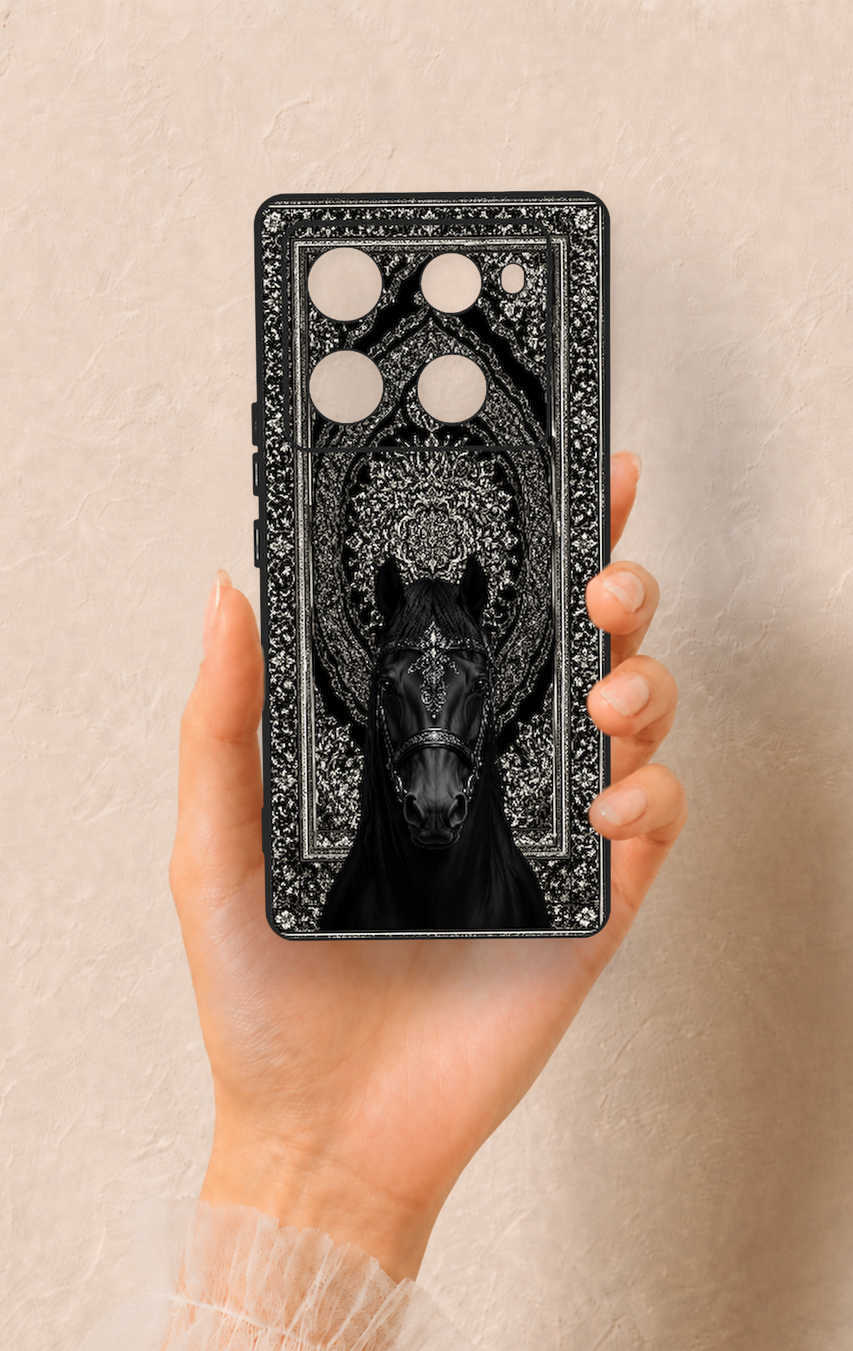 İnfinix Note 40 Pro Uyumlu Etnik At Figürü Desenli Silikon Kılıf