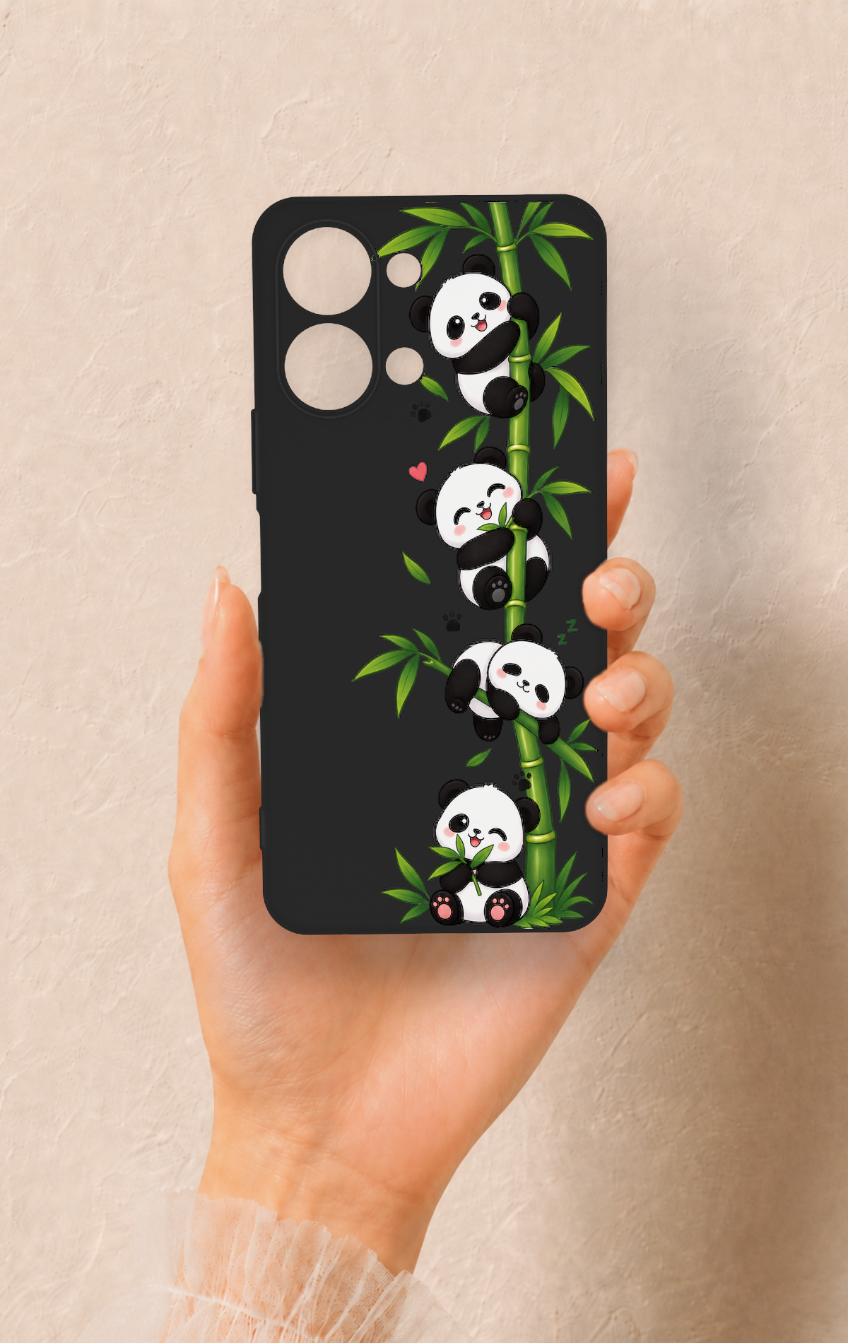 Vivo Y05 4G Uyumlu Sevimli Panda Bambu Desenli Silikon Kılıf