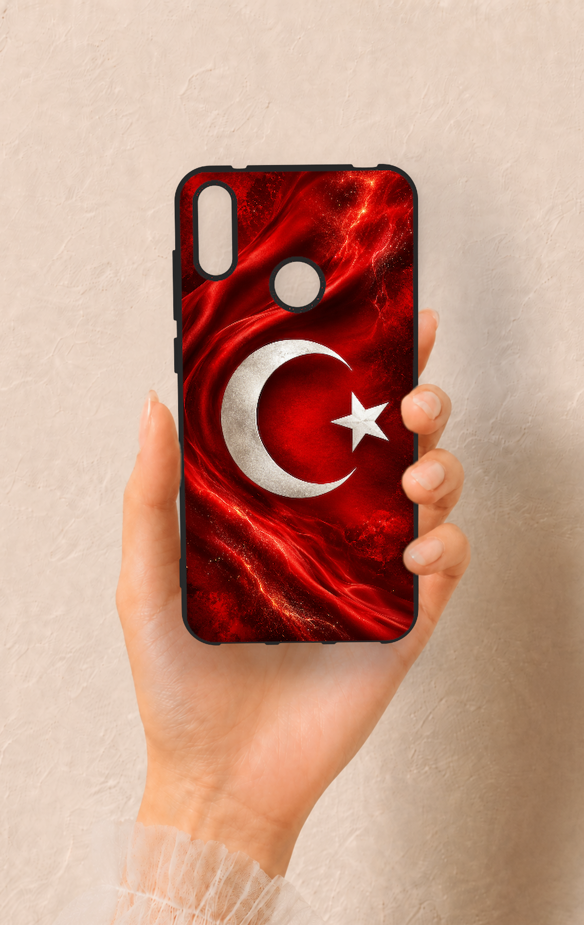 Huawei Y7 2019 Uyumlu Türk Bayrağı Desenli Silikon Kılıf