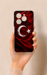 Tecno Spark 20 Pro Uyumlu Kurt Türk Bayrağı Desenli Silikon Kılıf