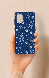 Samsung A31 Uyumlu Mavi Papatya Fiyonk Desenli Silikon Kılıf