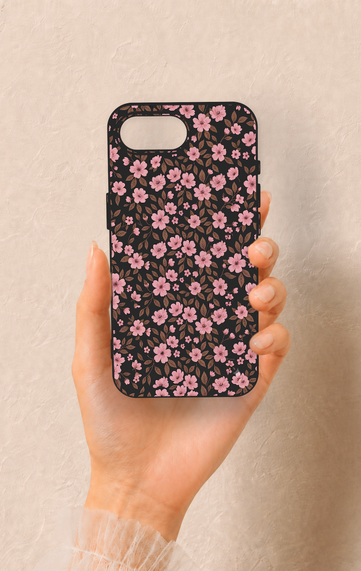 iPhone 16E Uyumlu Mini Pembe Çiçek Desenli Silikon Kılıf