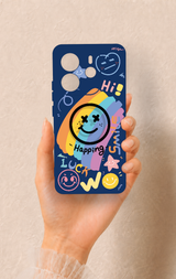 Redmi Note 14 4G Uyumlu Happing Smile Desenli Silikon Kılıf