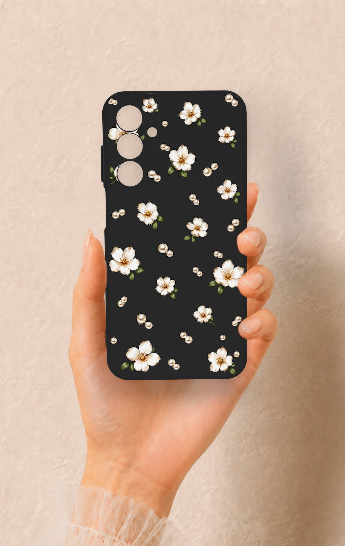Samsung A25 Uyumlu İnci Papatya Desenli Silikon Kılıf