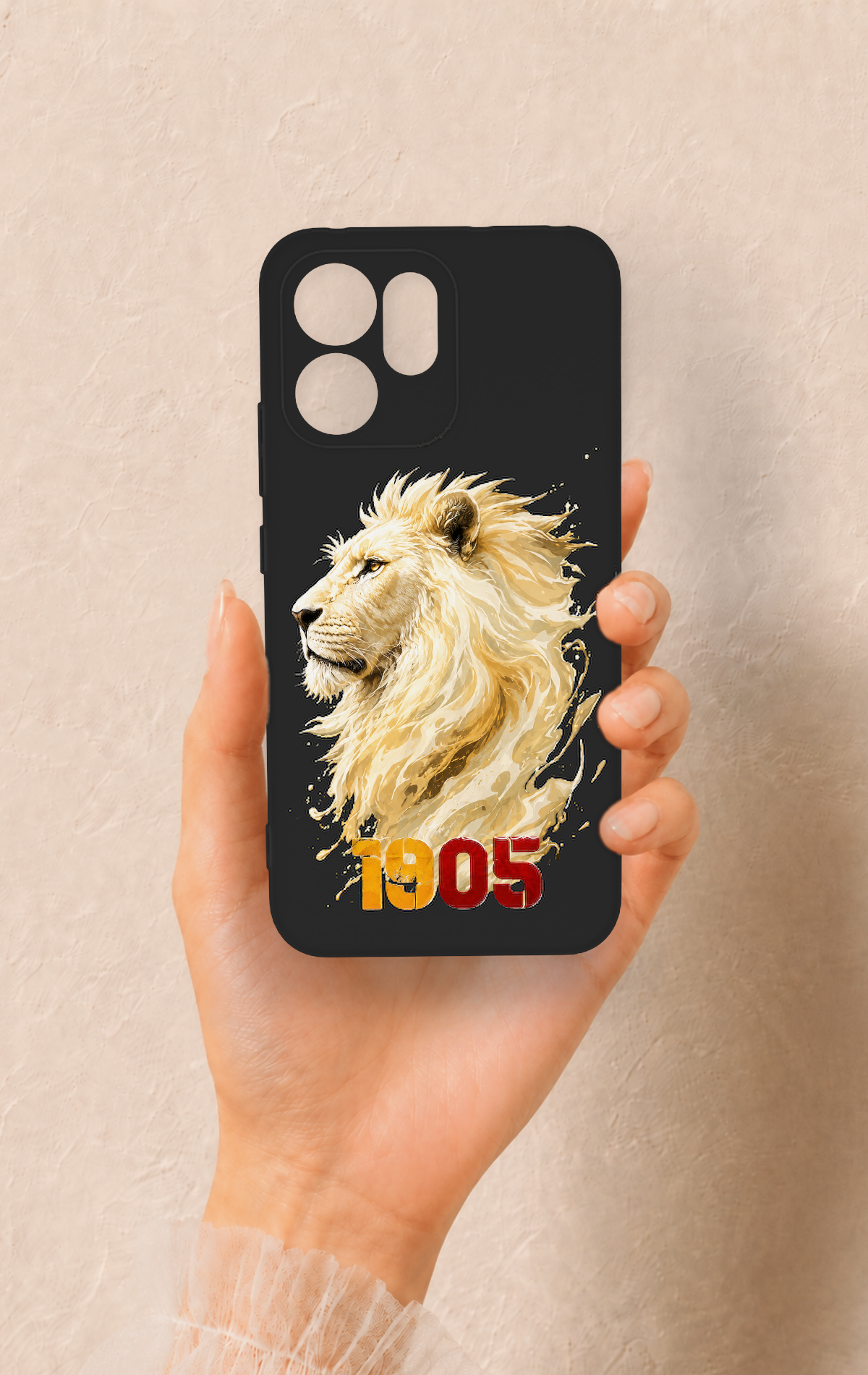 Oppo Reno 14F Uyumlu Sarı Kırmızı 1905 Aslan Desenli Silikon Kılıf